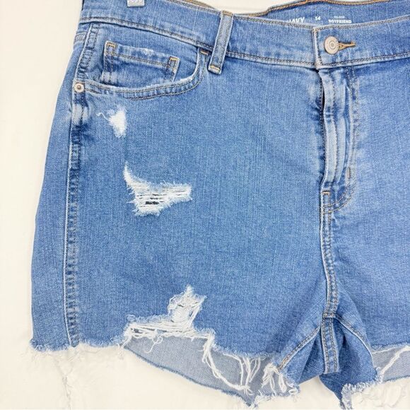 Old Navy Blue Mid Rise Boyfriend Factory Distressed Cotton Denim Shorts NEW - Picture 5 of 16